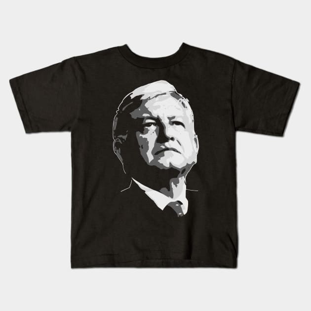 AMLO Black and White Kids T-Shirt by Nerd_art